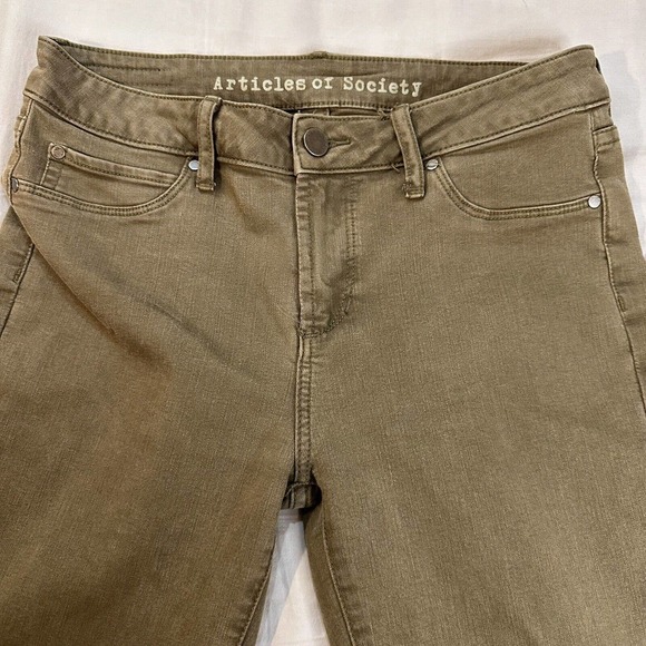 Articles Of Society Jeans Size 28 SARAH SKINNY BLACKMORE Olive Green Denim - Picture 4 of 11